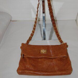 Tory Burch Louisa Leather Messenger Bag Crossbody Purse Womens Brown Leather